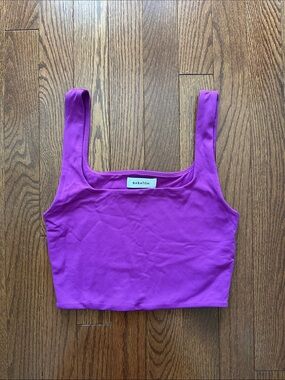 Babaton Contour Purple Square Neck Crop Tank